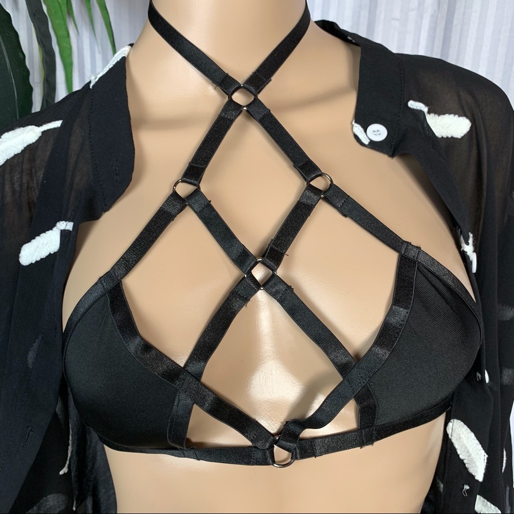 Sexy Lingerie Harness Garter Strappy Cage Bra